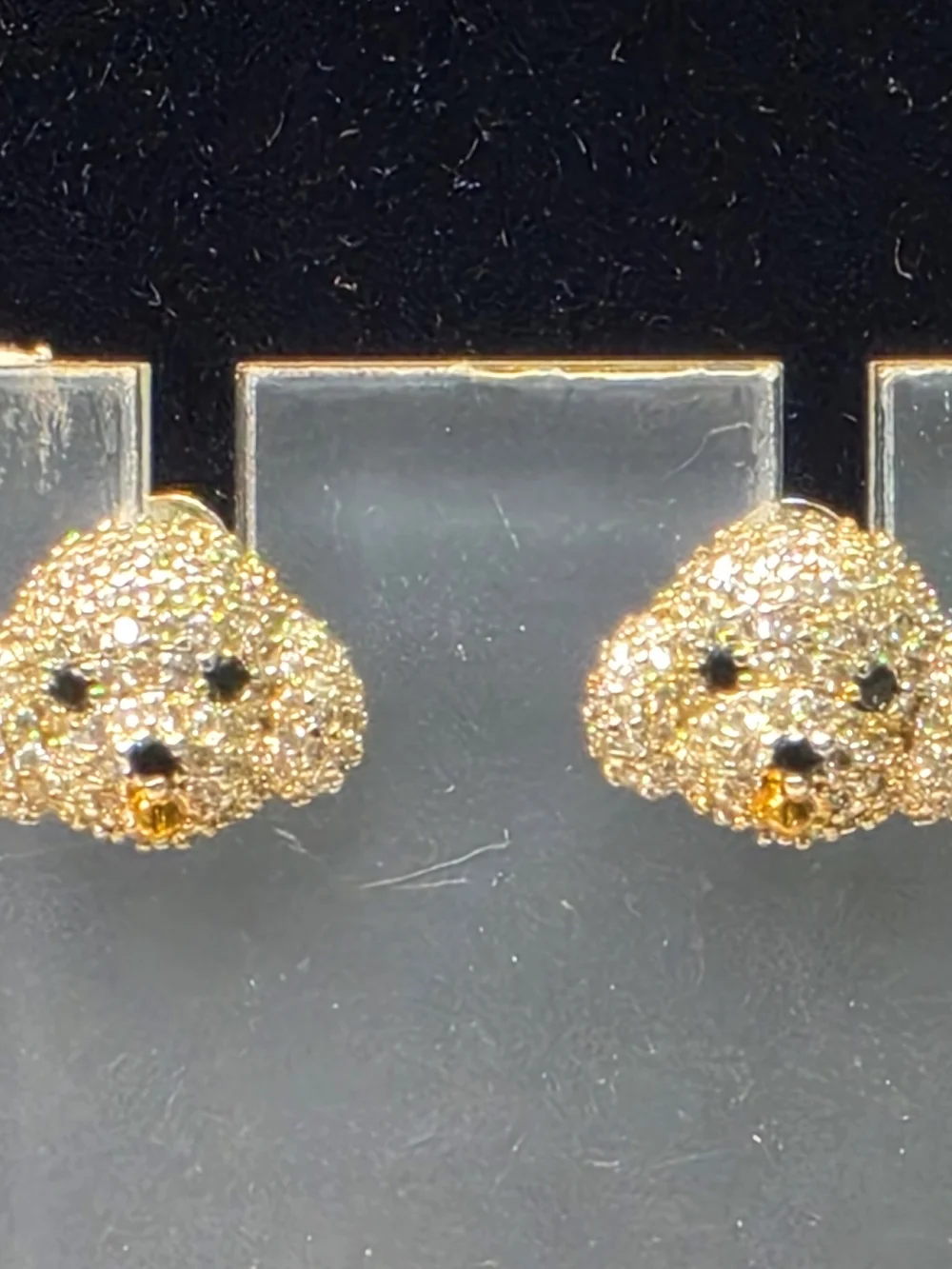 Little Cubic Zircon Crystal Sterling Silver Poodle Puppy Dog Earrings 1/2